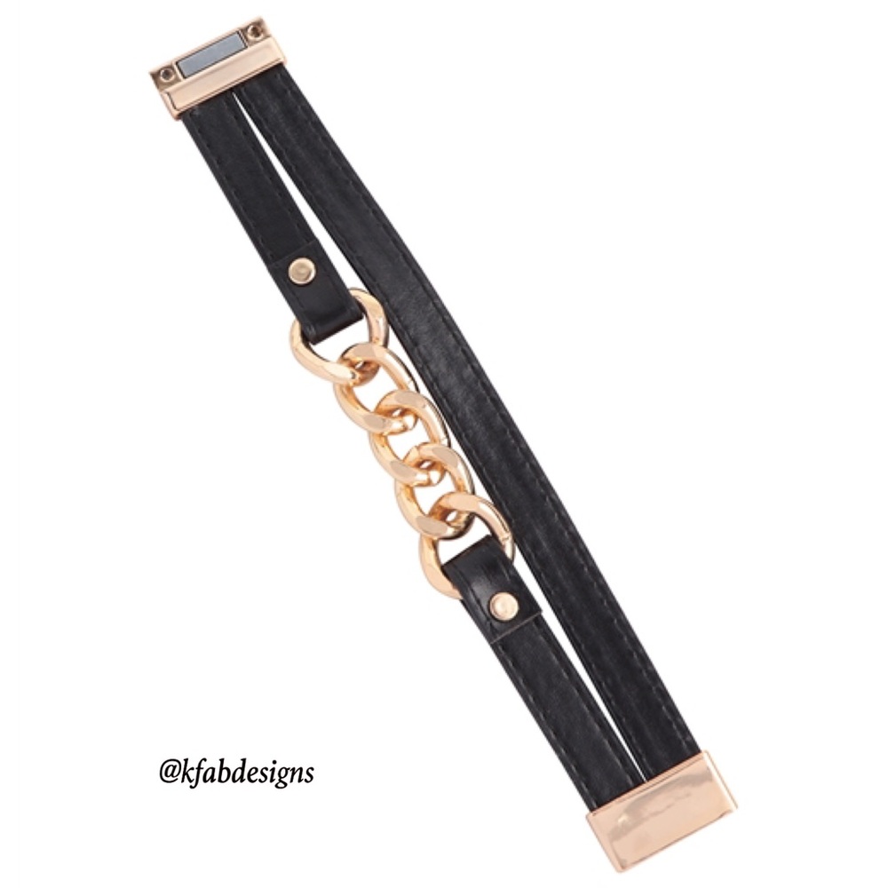 ❤️LAST 1! LEATHER CHAIN MAGNETIC LOCK WRAP BRACELET- Black - Picture 2 of 3